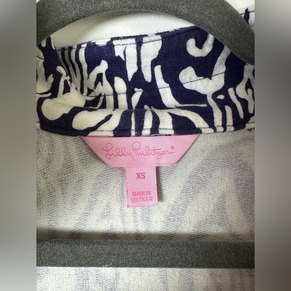 Lilly‎ Pulitzer Skipper Popover Navy Blue White Zebra Print XS - Picture 9 of 12